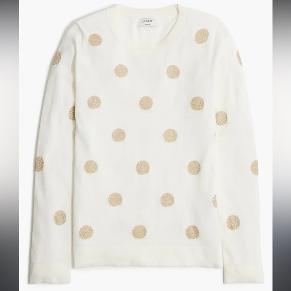 J. Crew Factory Metallic Dot Teddie Sweater White Gold XL H - Picture 1 of 9